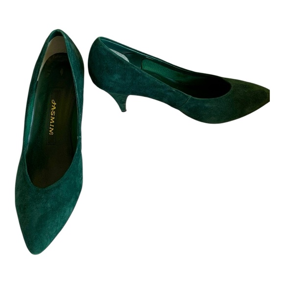Jasmin Women's Emerald Green Suede Pumps Sz 7 - Picture 1 of 11